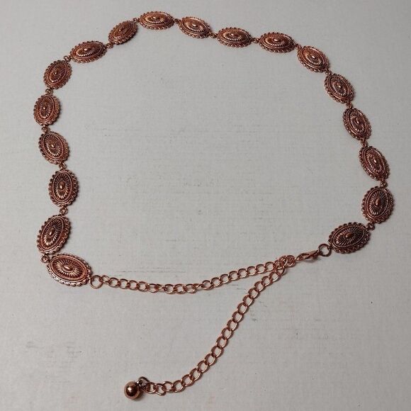 Copper Tone Metal Medallion Chain Link Belt Bohemian - Picture 2 of 5